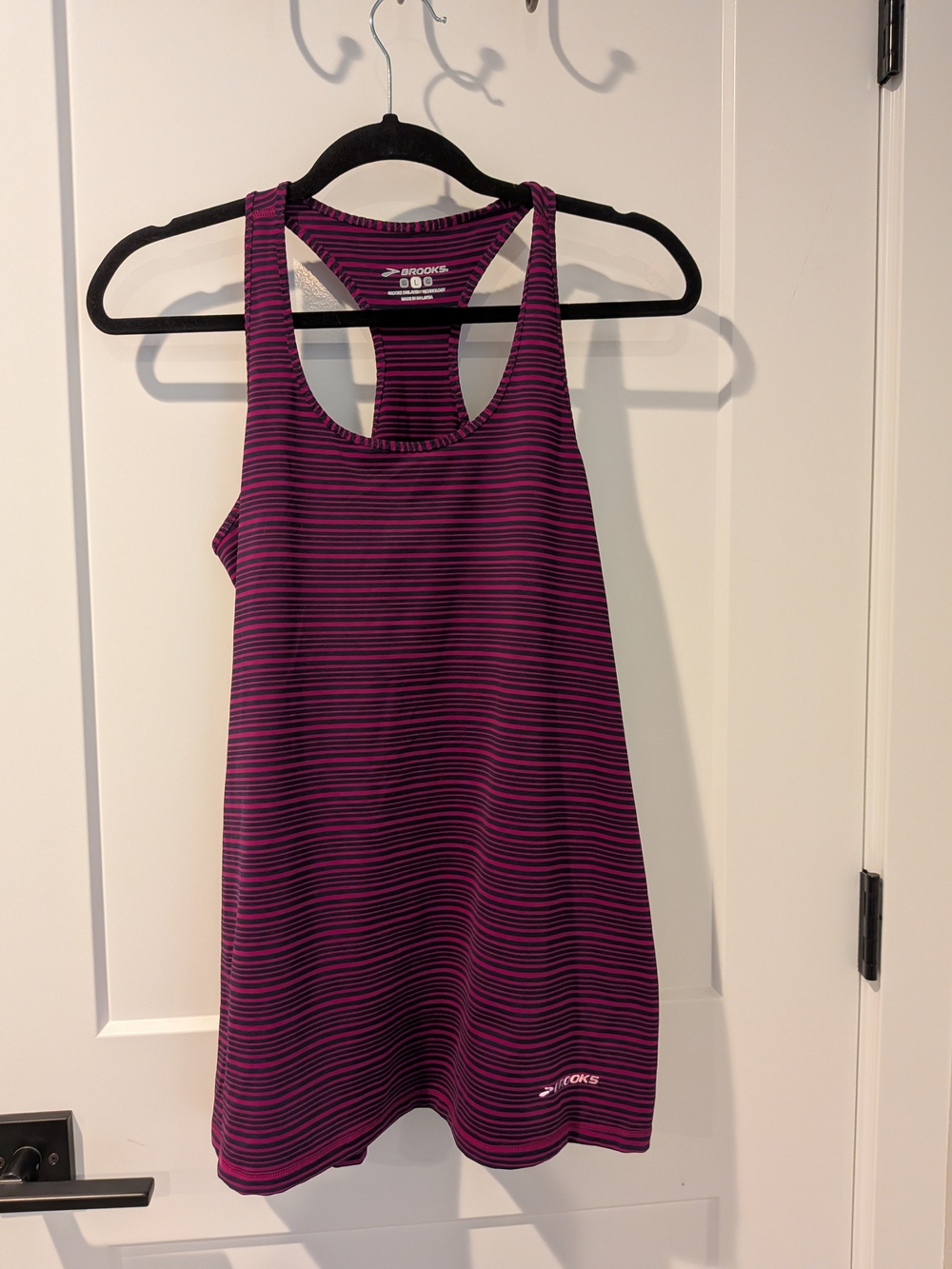 Brooks Women's Purple and Black Striped Racerback Tank